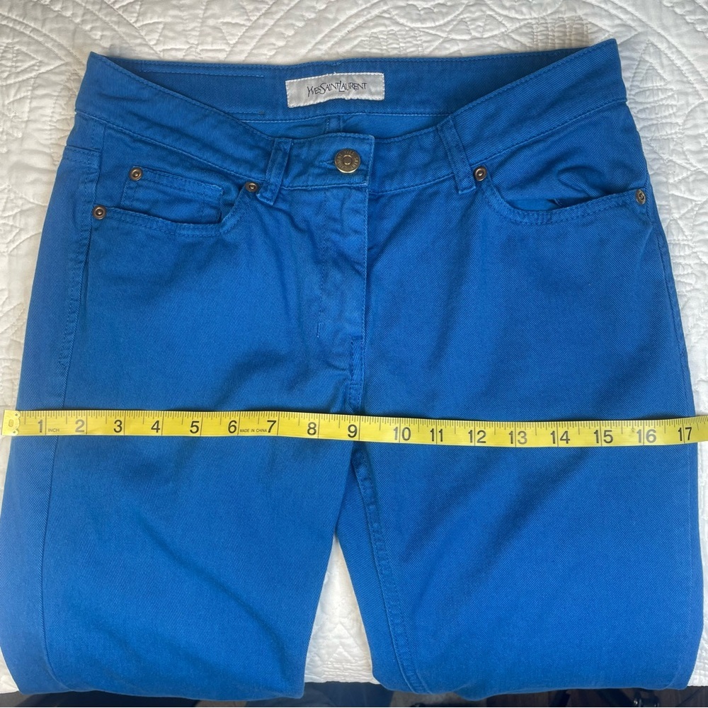 Yves Saint Laurent YSL Blue Straight Leg Jeans Low Rise Stretch Denim EU 36 US 6 - Picture 11 of 14